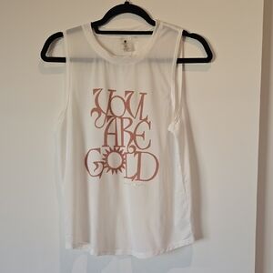 Spiritual Gangster White Tank with Dusty Rose 'You Are Gold' Graphic